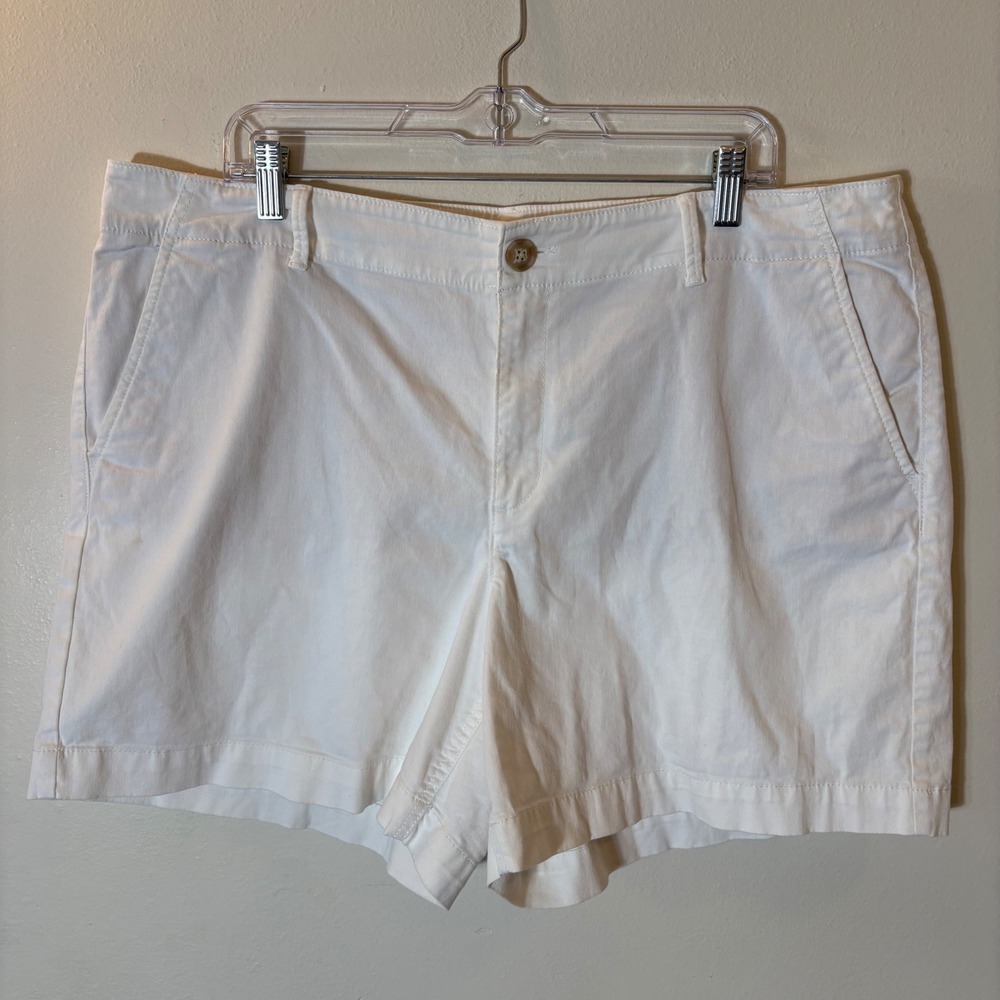 LOFT The Monroe 6 Inch Chino Shorts‎ White Stretch Cotton Size 16